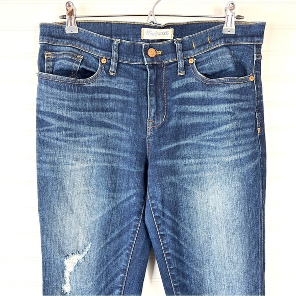 Madewell Jeans Women's Skinny Skinny Stretch Mid Rise Distressed Blue Denim 31 - Picture 2 of 13